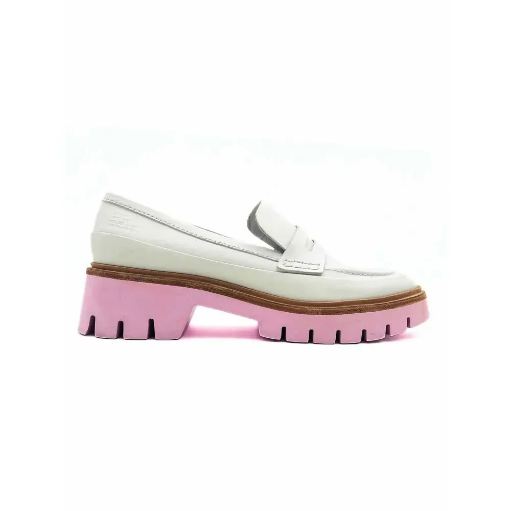 Oncept Size 8 White/Pink Trim Platform Designer Loafers
